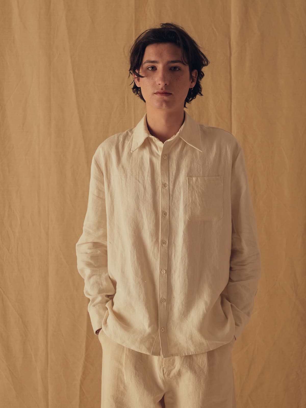 トップス 40's antique french linen pullover shirt antique french linen shirt - Provence -